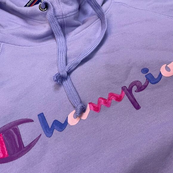 Champion Fleece Pullover Hoodie Women Plus Size 1X Purple Script Logo NWT - Picture 2 of 7